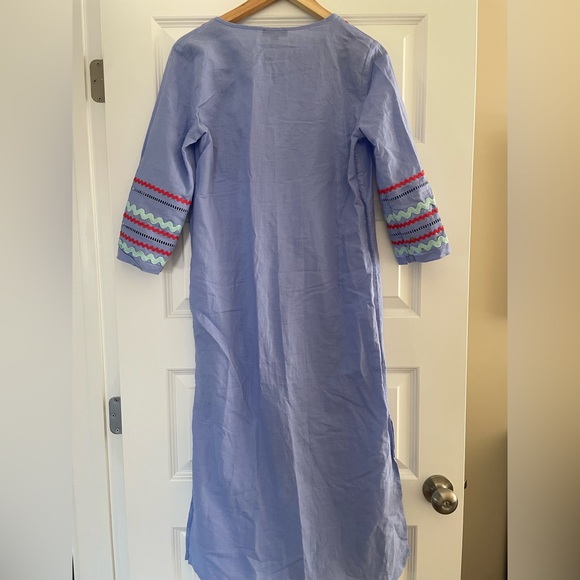 J Crew Long beach tunic with rickrack trim, periwinkle blue with red trim, xs - Picture 5 of 7